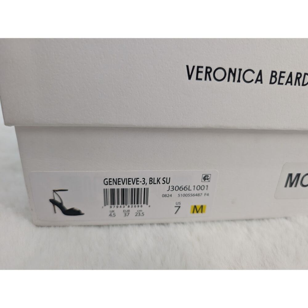 NIB Veronica Beard Genevieve Embellished Peep-Toe Sandal Sz US 7M Black - Picture 13 of 16